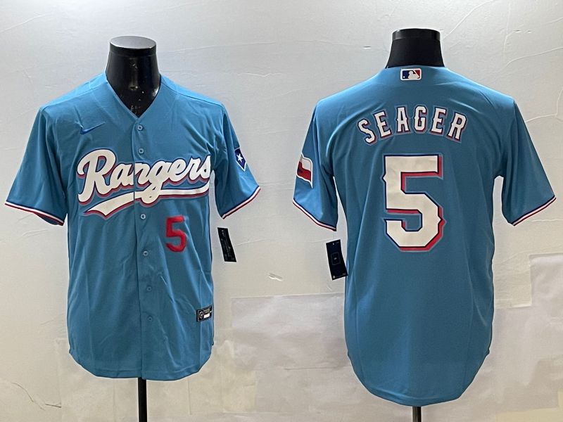 Men Texas Rangers #5 Seager Light Blue Game 2025 Nike MLB Jersey style 4->texas rangers->MLB Jersey